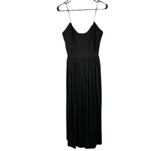 New Ronny Kobo pleated wrap bodice fit and flare midi dress black size small